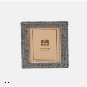 Grey Erri Embroidered Genuine Leather Photo Frame